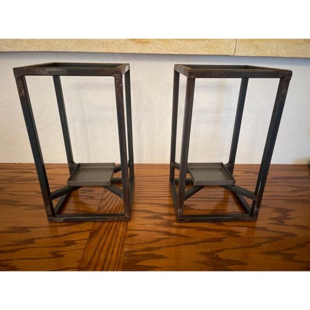 Vintage set of two pottery barn, industrial candleholders